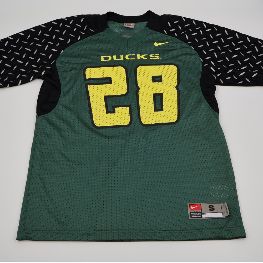Nike Oregon Ducks Football Jersey Mens Small Green #28 Diamond Plate Sleeves